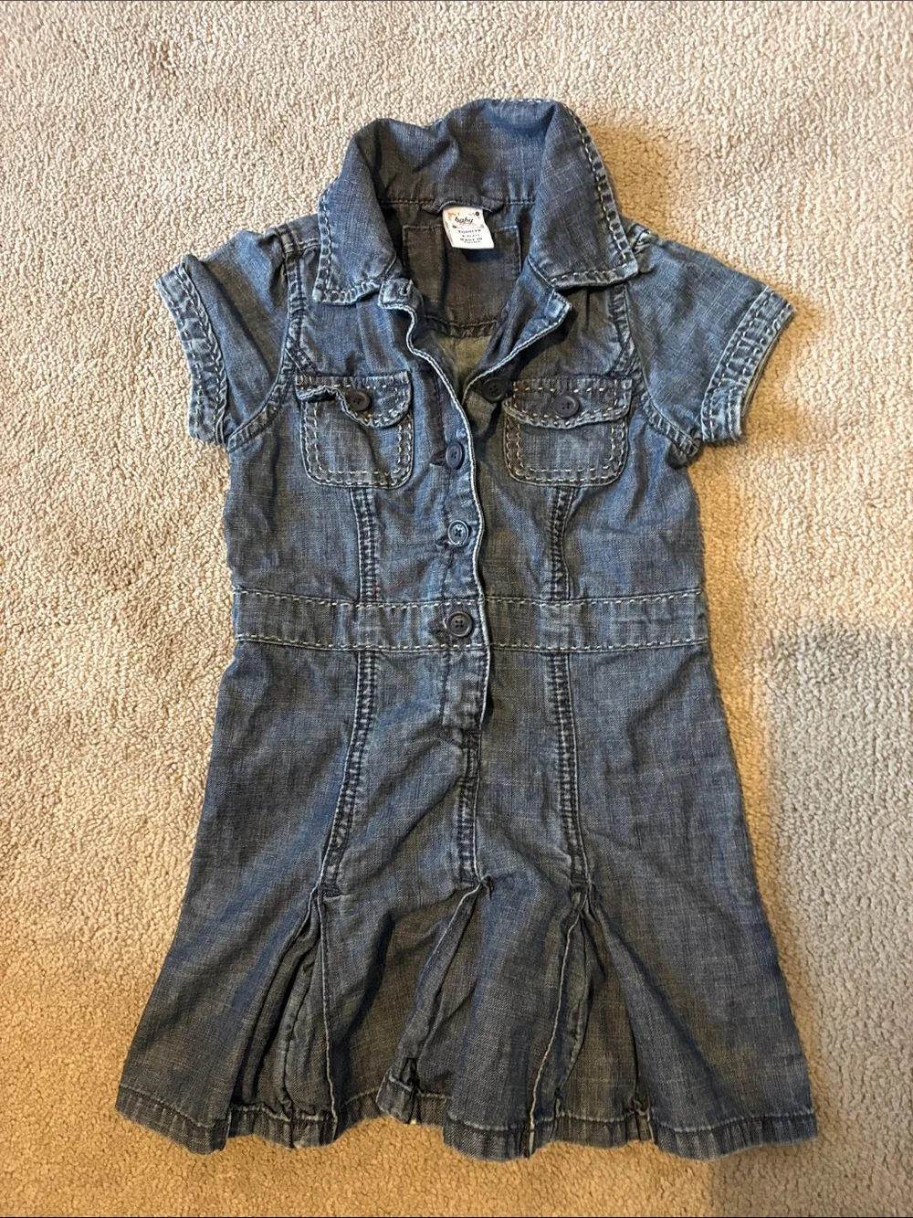 GAP Girls Denim Button-Front Dress in Blue